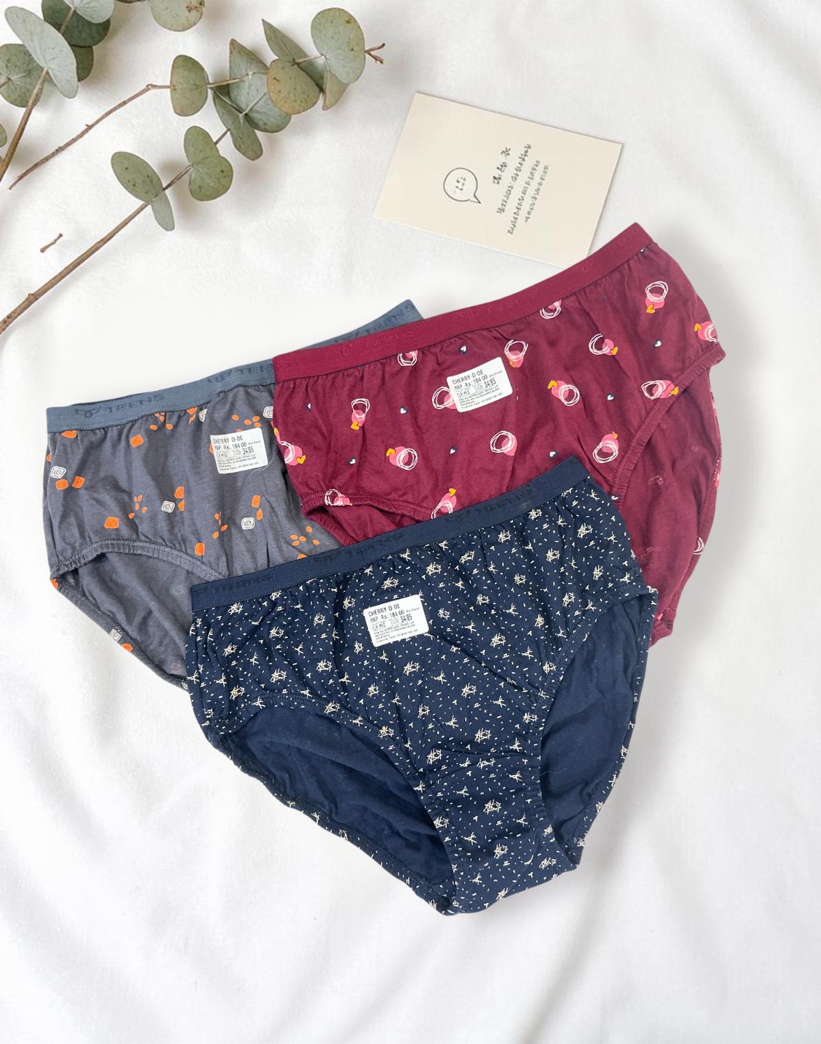 PANTY CHERRY TEENS LIFESTYLE ASSORTED 9 (PACK OF 3) E7022 040626PY - ELENTRA DESIGNS BY NIMI HEINS