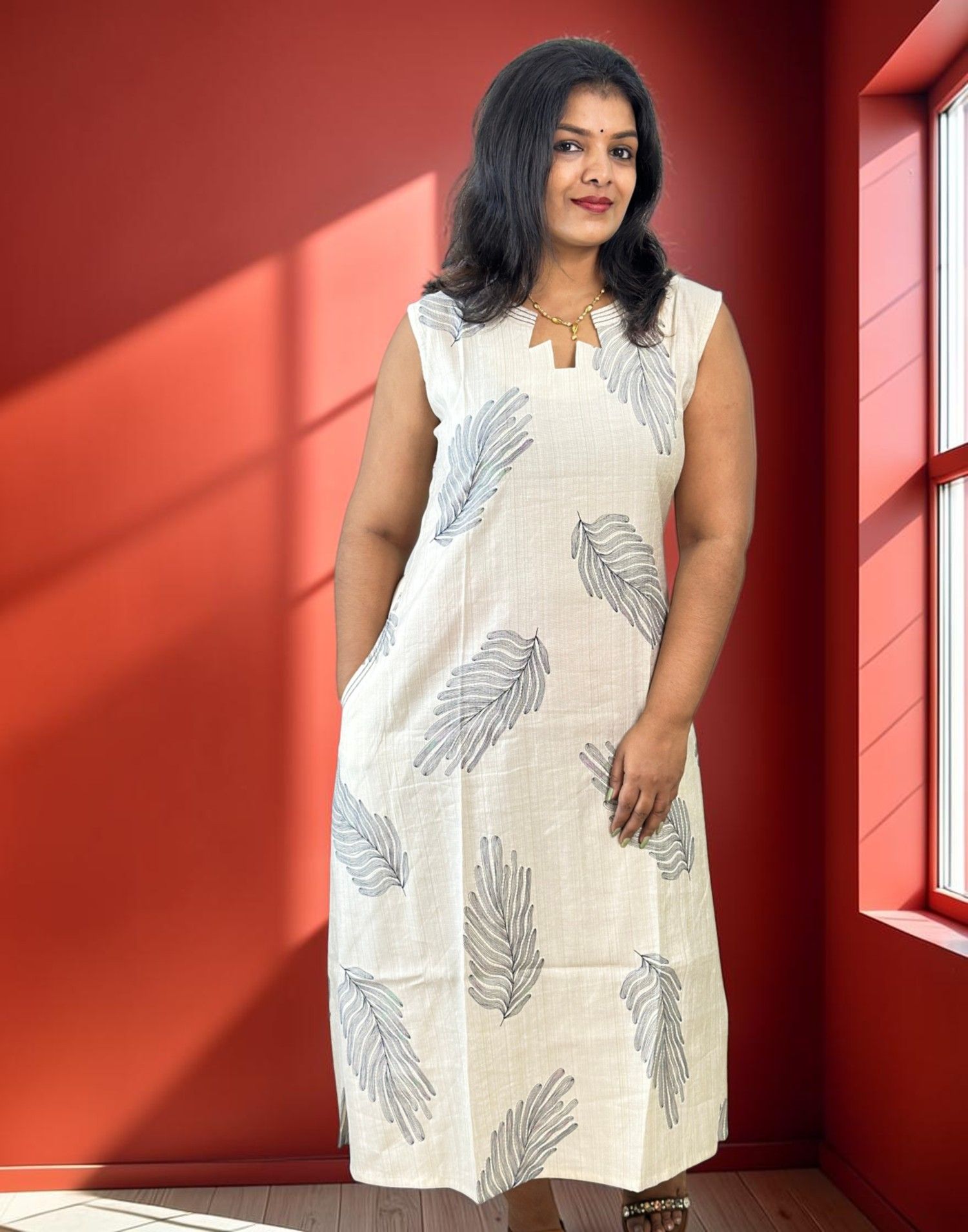 KURTIS A-LINE OFF WHITE n BLUE E7326 150926AK - ELENTRA DESIGNS BY NIMI HEINS