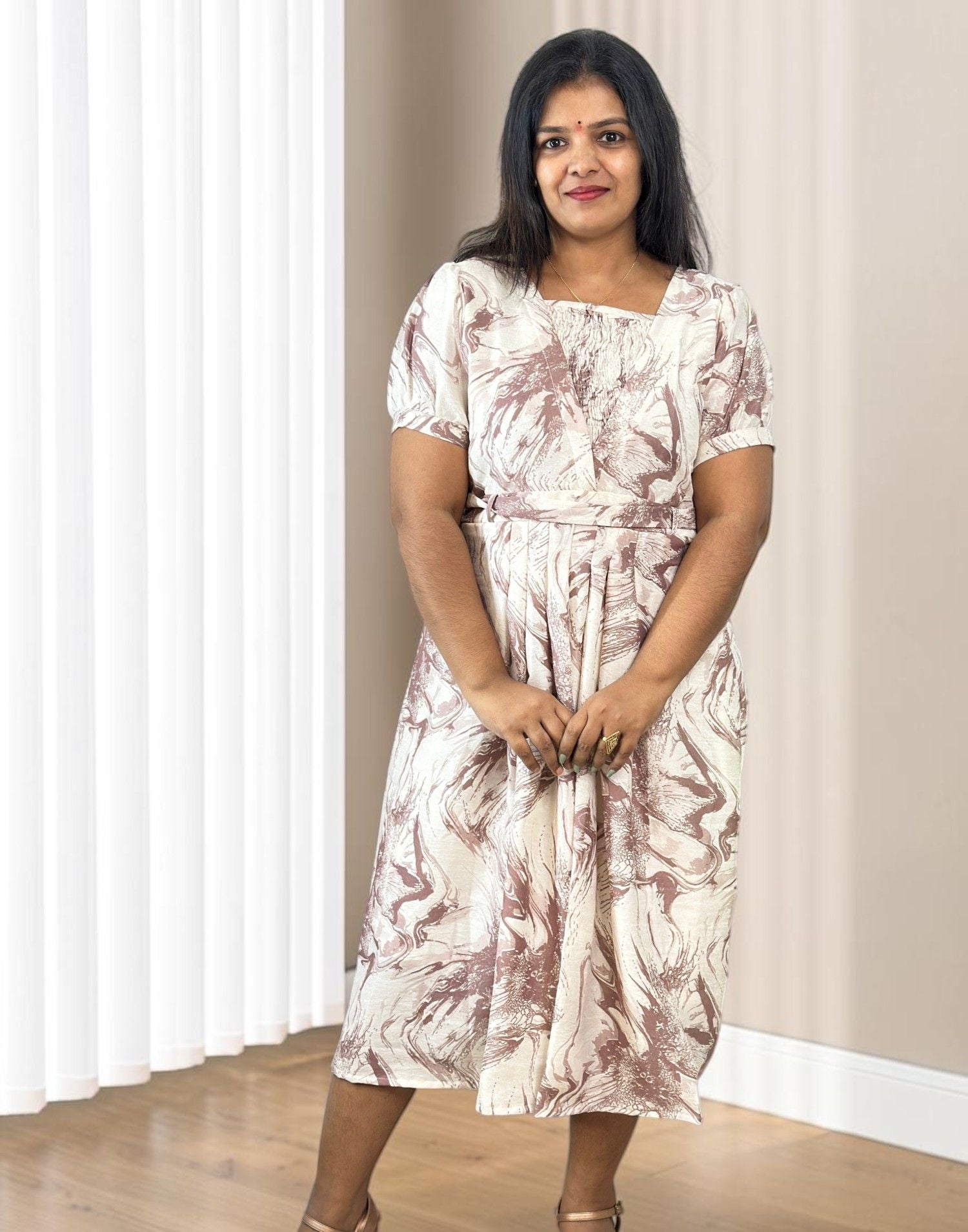 A-LINE DRESSES LIGHT CHOCOLATE E7332 190926AD - ELENTRA DESIGNS BY NIMI HEINS