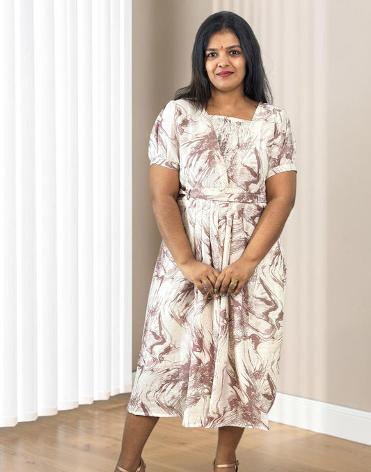 A-LINE DRESSES LIGHT CHOCOLATE E7332 190926AD - ELENTRA DESIGNS BY NIMI HEINS