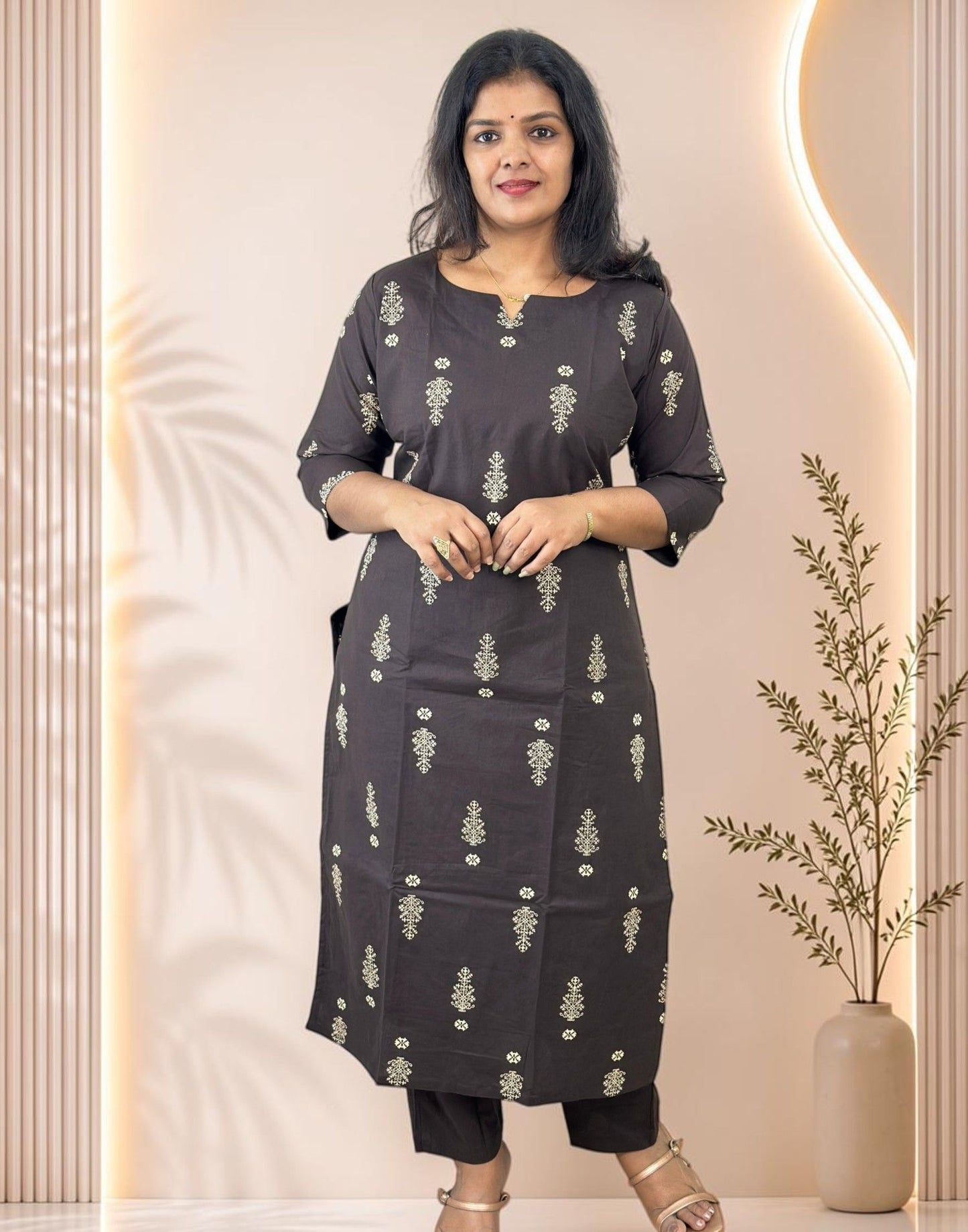 KURTI SET DARK CHOCOLATE BROWN E7329 170926KS
