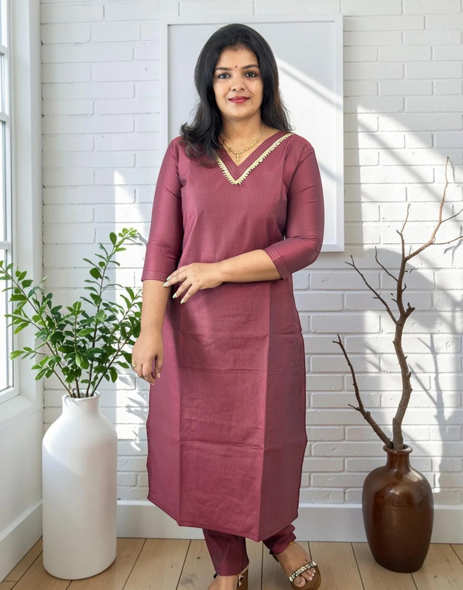 KURTI SET BURGUNDY MAROON E7324 150926KS - ELENTRA DESIGNS BY NIMI HEINS