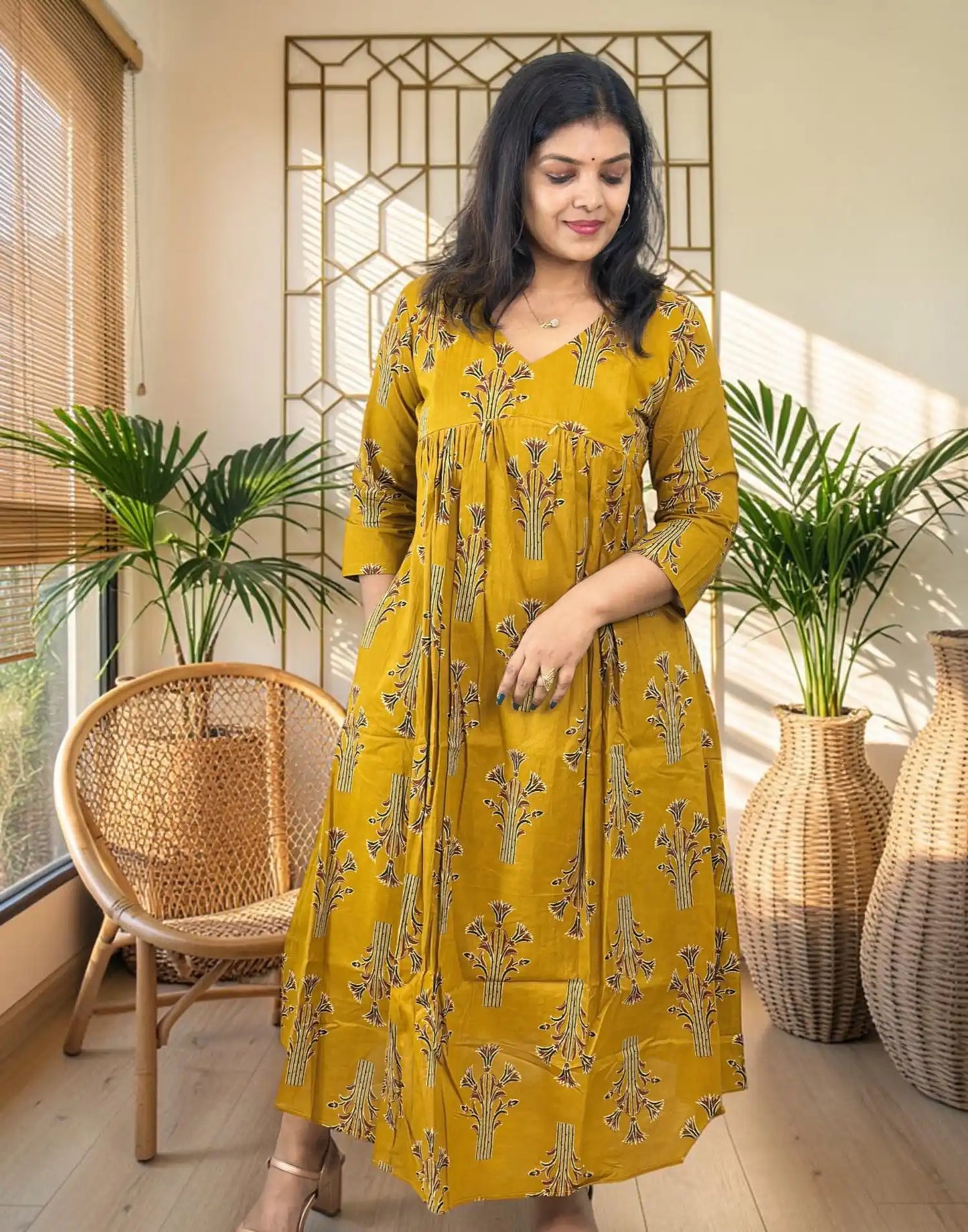 COTTON MATERNITY WEAR MUSTARD E7347 280926MW - ELENTRA DESIGNS BY NIMI HEINS
