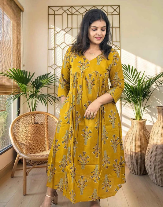 COTTON MATERNITY WEAR MUSTARD E7347 280926MW