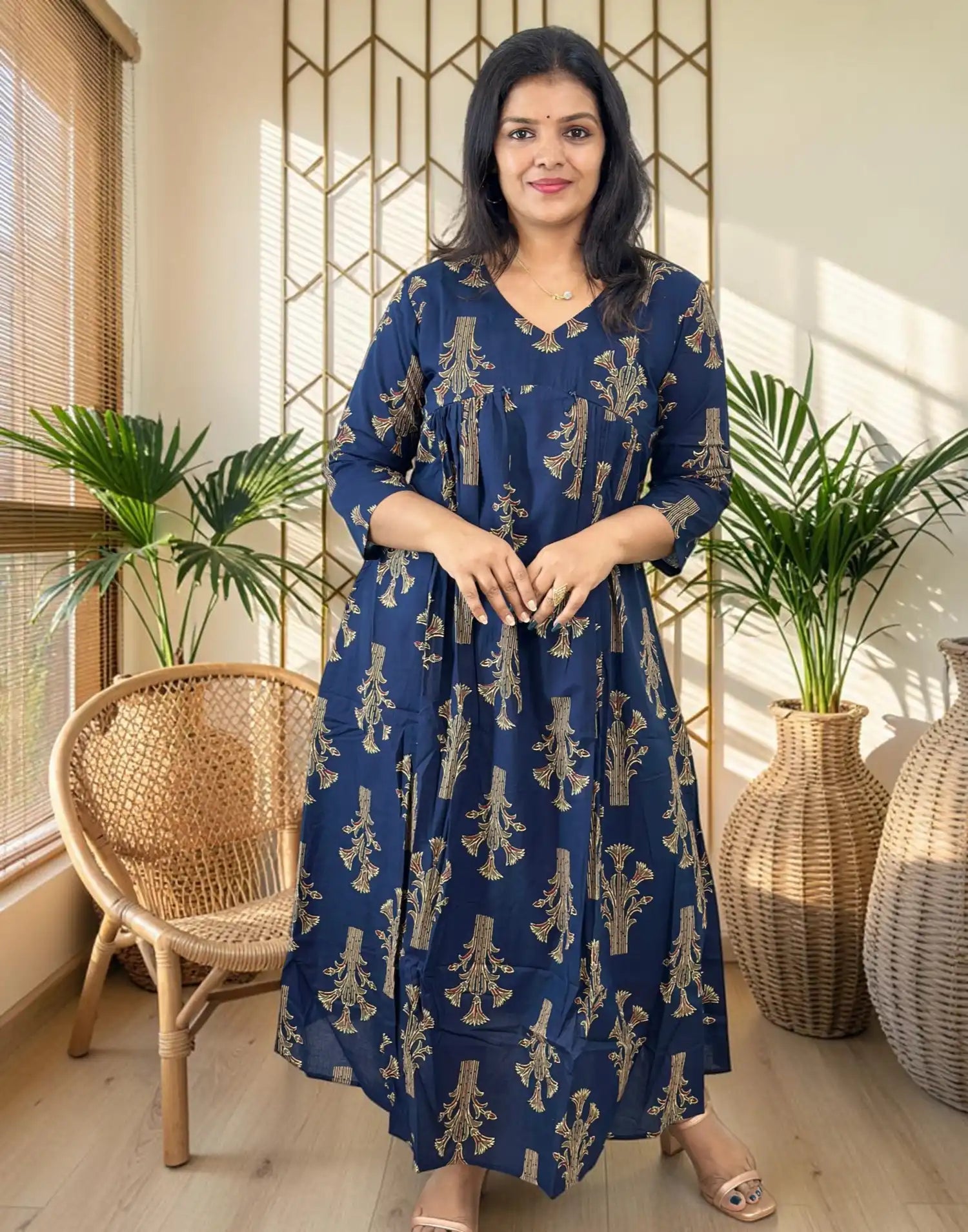 COTTON MATERNITY WEAR BLUE E7347 280926MW - ELENTRA DESIGNS BY NIMI HEINS