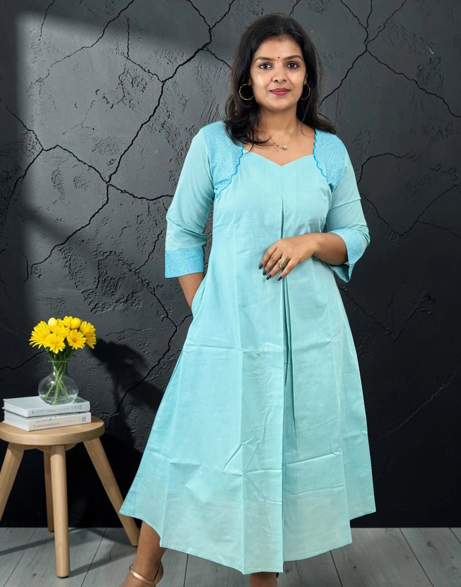 A-LINE KURTI PINE GREEN E7345 290926AK (Copy) - ELENTRA DESIGNS BY NIMI HEINS