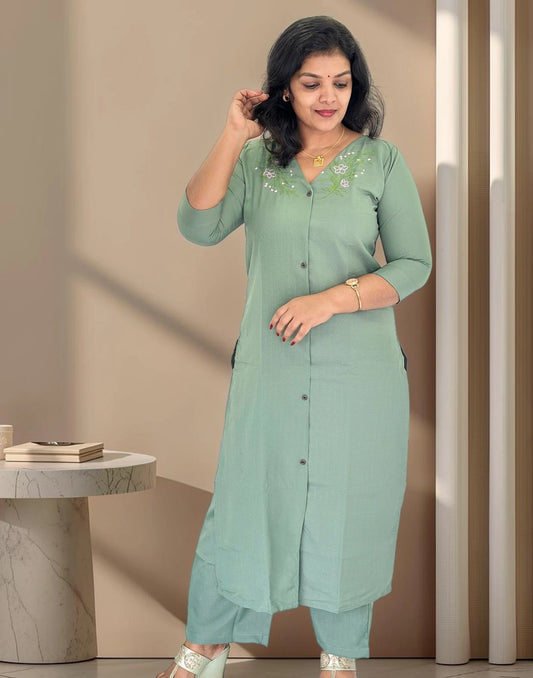 KURTI SET PASTEL GREEN E7400 201026KS