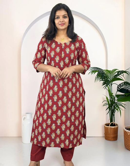 KURTI SET BRICK MAROON E7407 231026KS