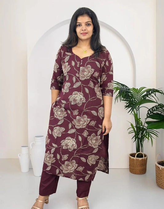 KURTI SET BURGUNDY MAROON E7407 231026KS