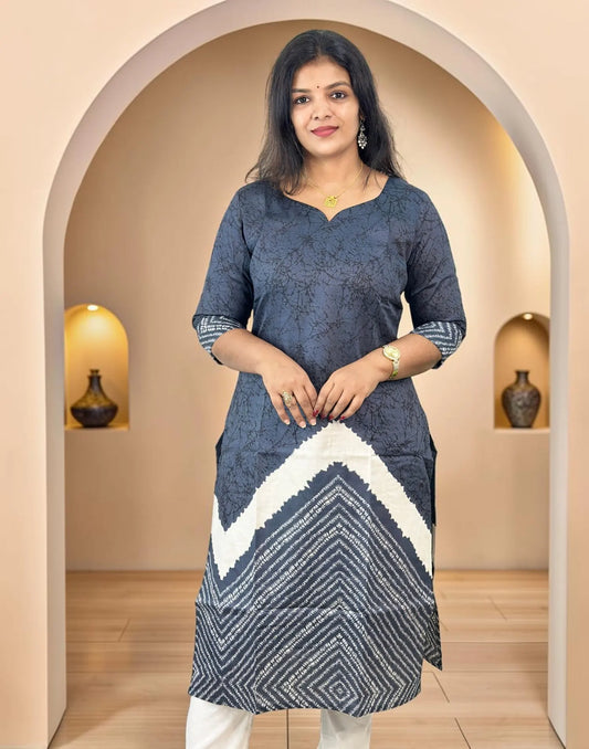 SLITTED KURTI CHARCOAL BLACK E7407 231026SK