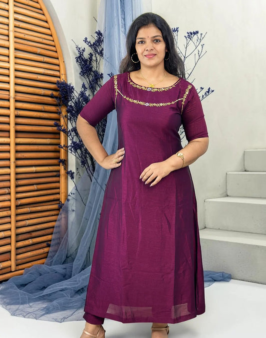 A-LINE KURTI SET PURPLE 281026KS