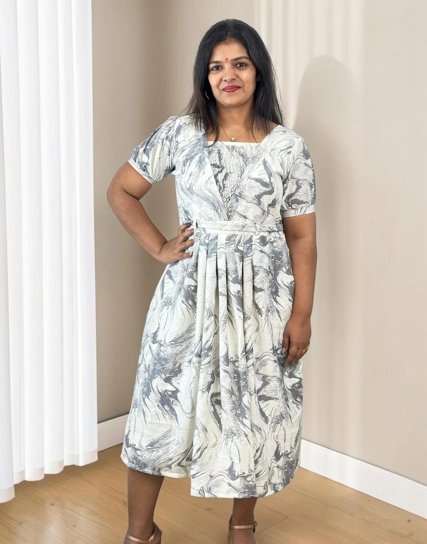A-LINE DRESSES GRAY E7332 190926AD - ELENTRA DESIGNS BY NIMI HEINS