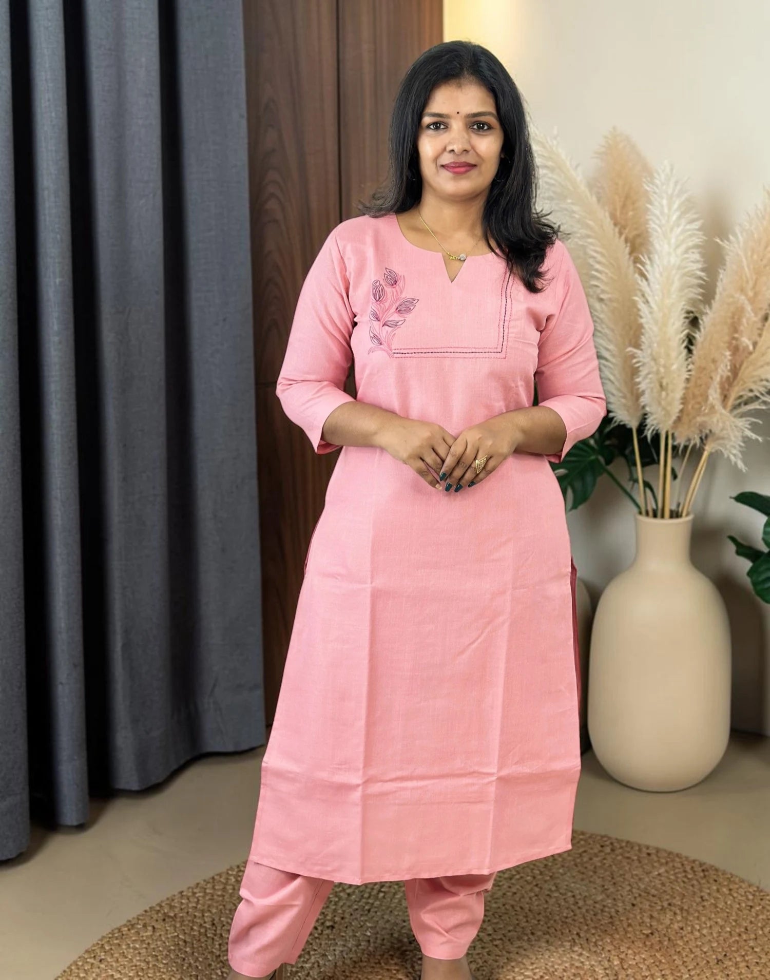 EMBROIDERY CO-ORD SET PINK E7345 290926CS - ELENTRA DESIGNS BY NIMI HEINS