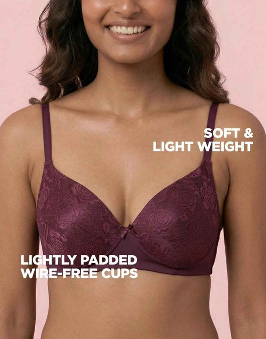 PADDED BRA BLOSSOM SOLACE WINE E3178 250626BR