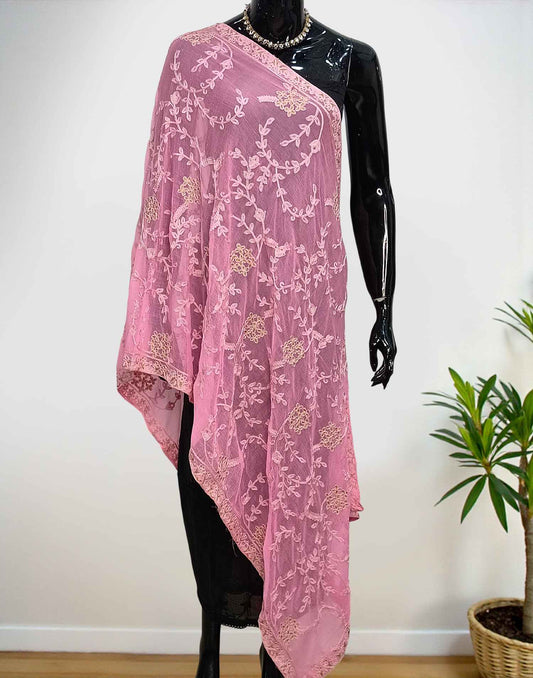 CHIFFON DUPATTA PINK E6460 290126D - ELENTRA DESIGNS BY NIMI HEINS