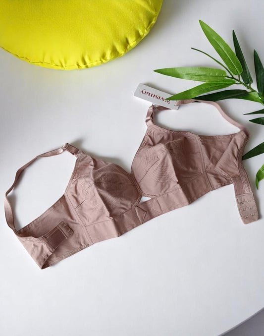 250525BR (E2748) VISMAY COTTON ROUND STITCH BRA - Mocha B