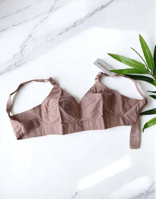 250525BR (E2885) VISMAY COTTON ROUND STITCH BRA - Mocha Aura Soft B