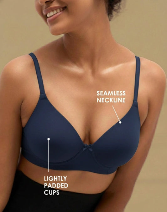 LIGHTLY PADDED BRA BLOSSOM FEATHERLITE NAVY BLUE E6437 300825BR