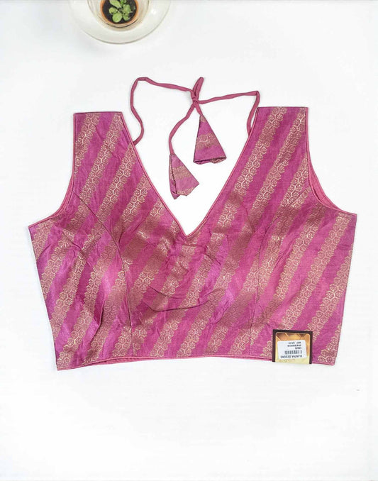 270925BL (E6526) BROCADE BLOUSE - Lotus Pink 1