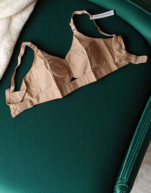 250525BR (E2885) VISMAY COTTON ROUND STITCH BRA - Nude Aura Soft B