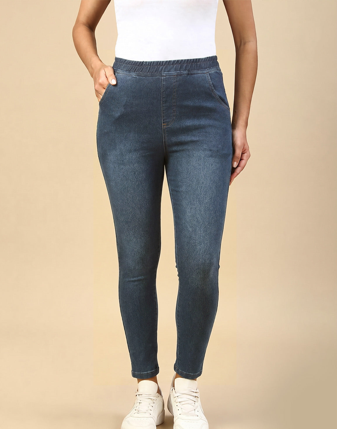 JEGGINGS INDIAN FLOWER DENIM BLUE E6320-E7036-37 050626JB