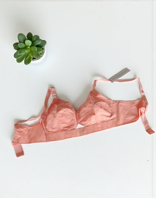 221025BR (E3007-E3077) BLOSSOM COTTON ROUND STITCH BRA - Peach