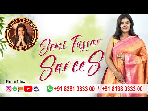 041225S (E6644) SEMI TUSSAR SAREE - Blue n Green 2