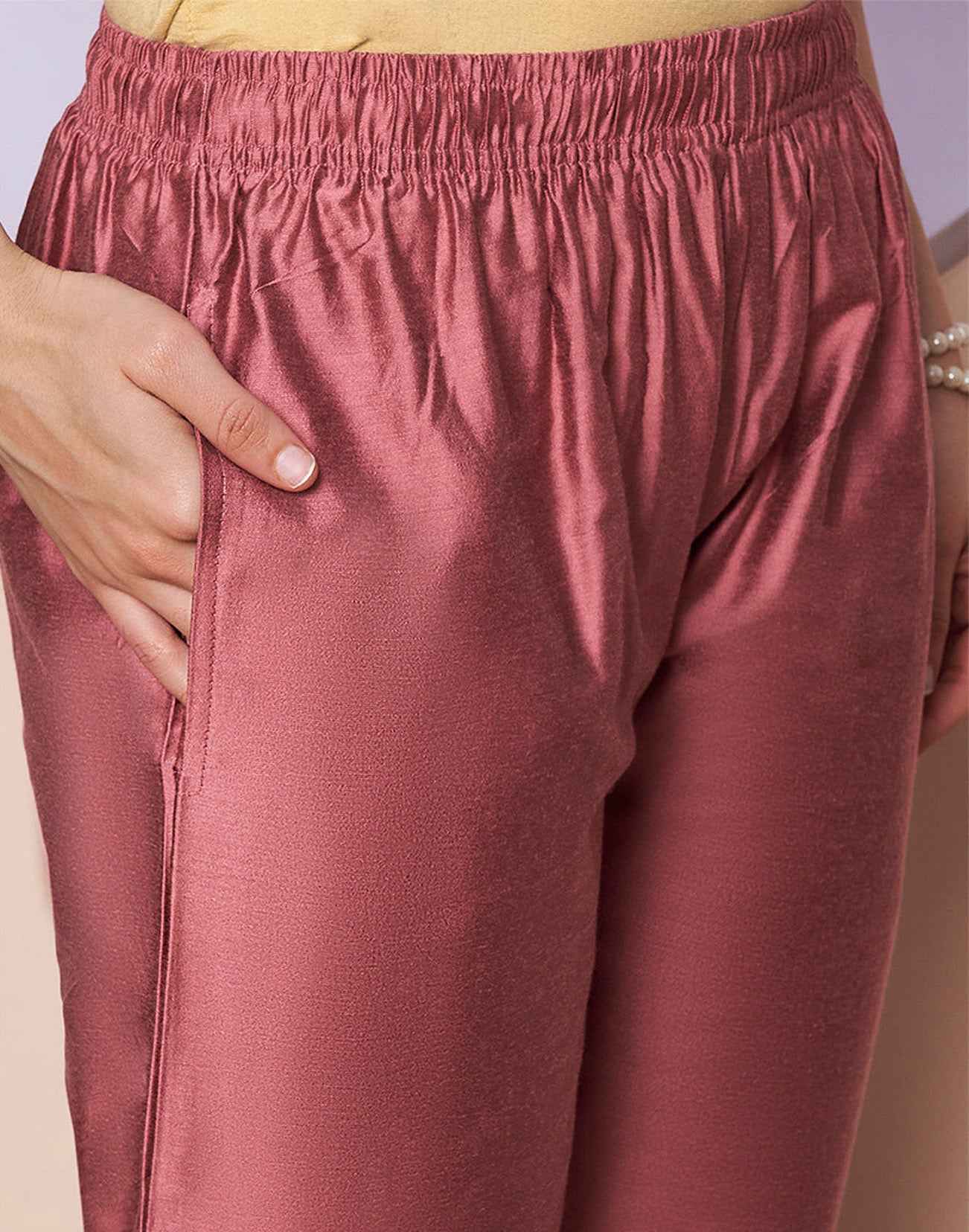 METALLIC STRAIGHT PANTS ROSE GOLD E6970-71 120526SP