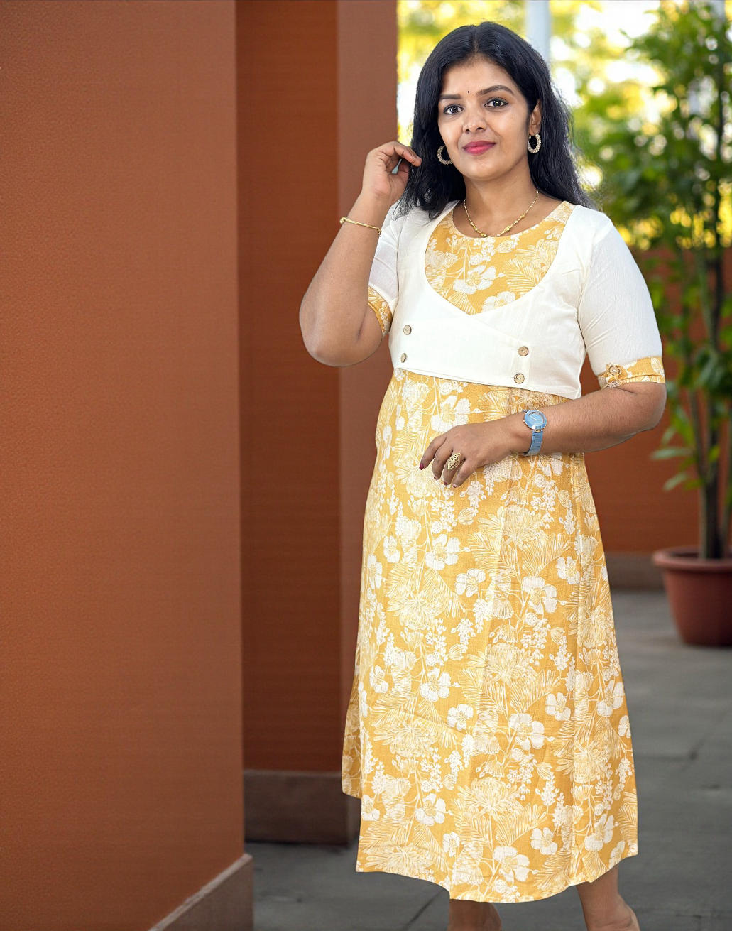 241125JK (E6635) JACKET KURTI - Pale Yellow