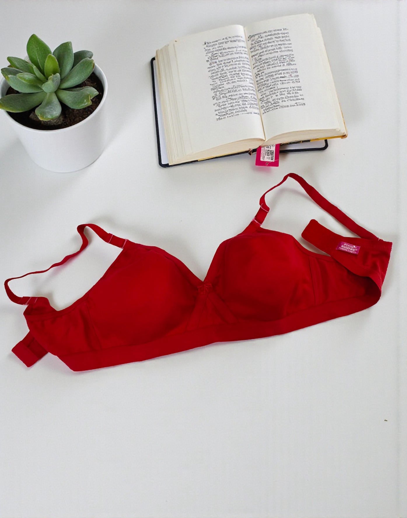 151225BR (E6658) POOJA RAGINI NON PADDED BRA - Red