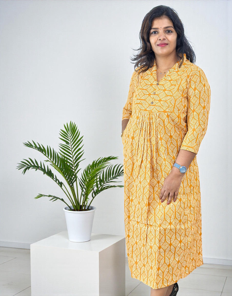 241225DK (E6675) DRESSES - Mustard Yellow