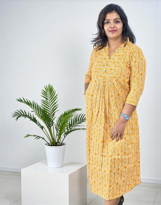 241225DK (E6675) DRESSES - Mustard Yellow - ELENTRA DESIGNS BY NIMI HEINS