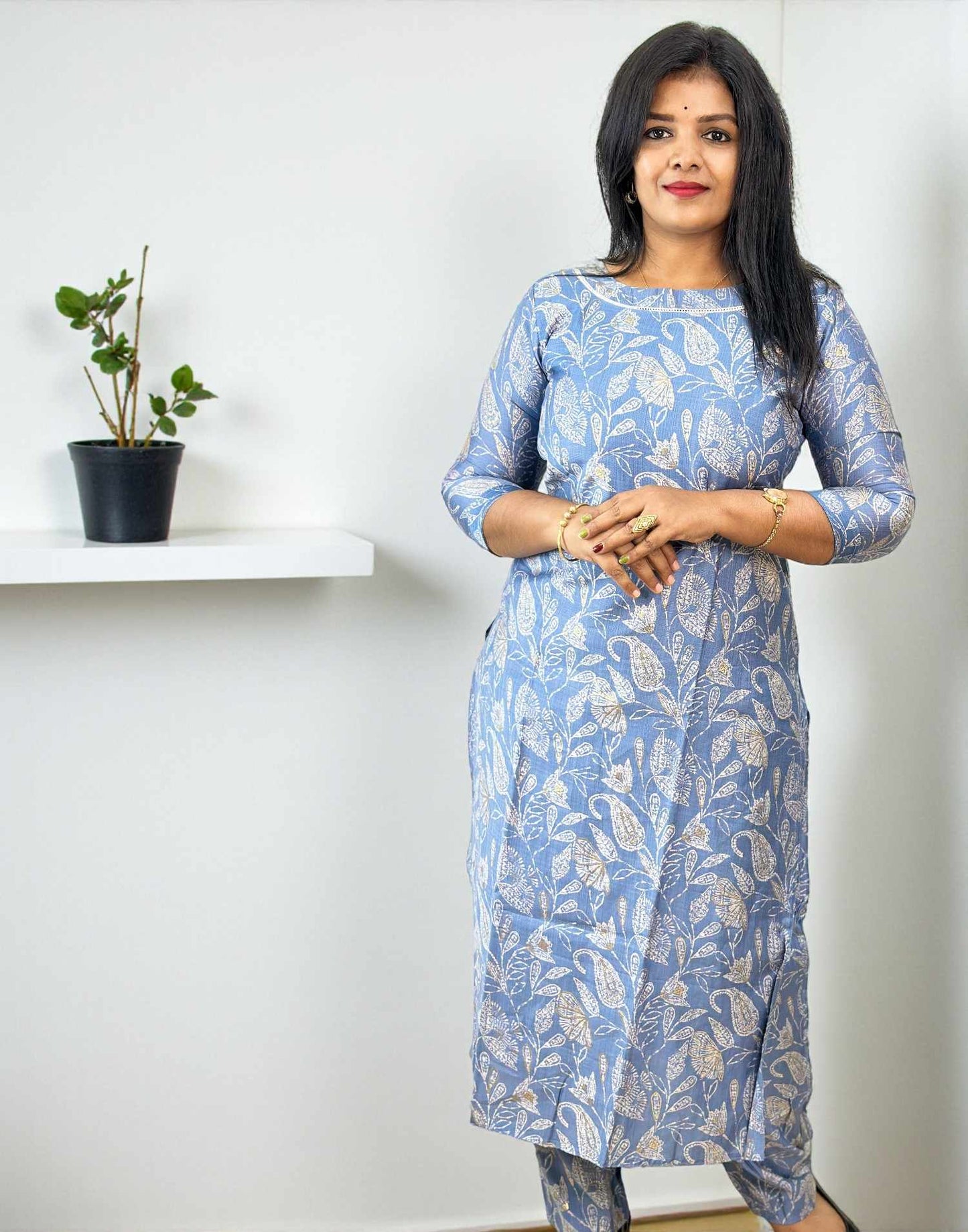 281025CS (E6593) CO-ORD SET - Bluish Gray