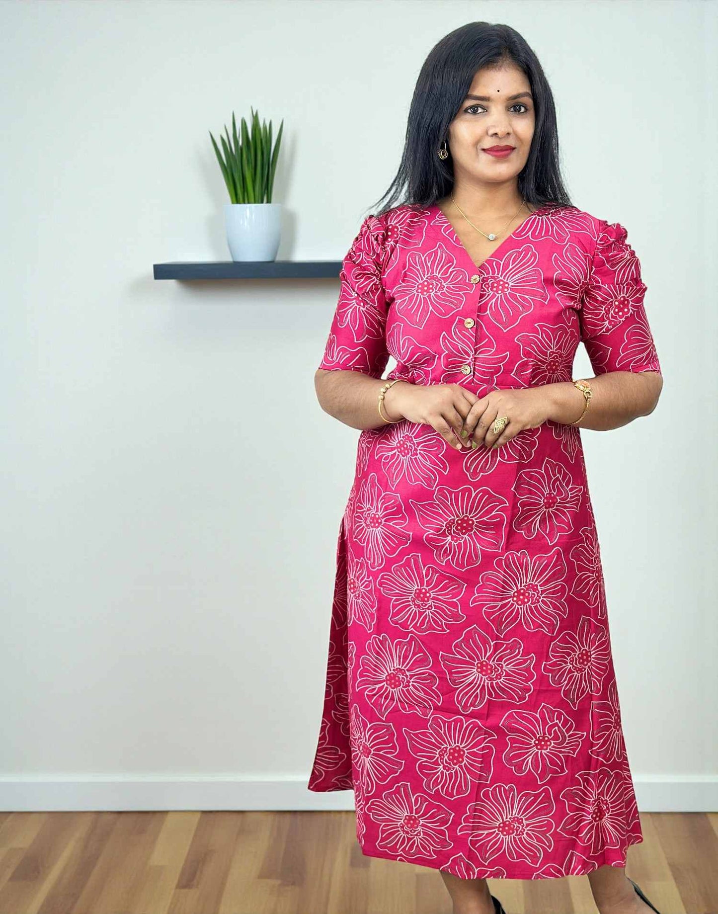 281025DK (E6426) DRESSES - Hot Pink