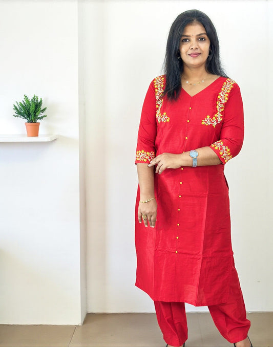 181025CS (E6589) CO-ORD SET - Red