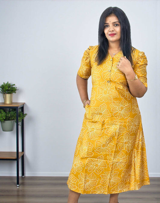 281025DK (E6426) DRESSES - Mustard