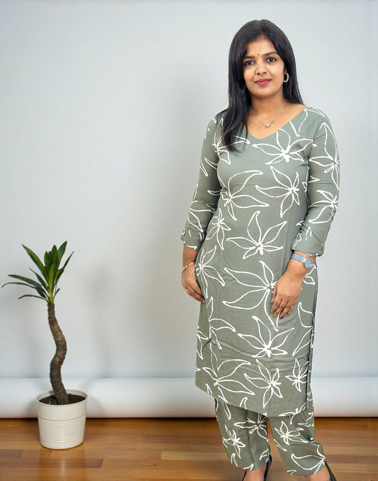 271025CS (E6594) CO-ORD SET - Greenish Gray