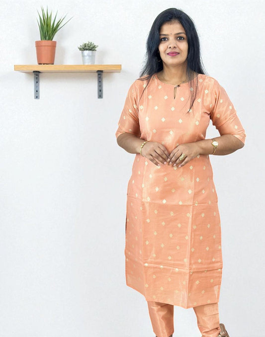 290825KS (E6464) KURTI SET - Peach