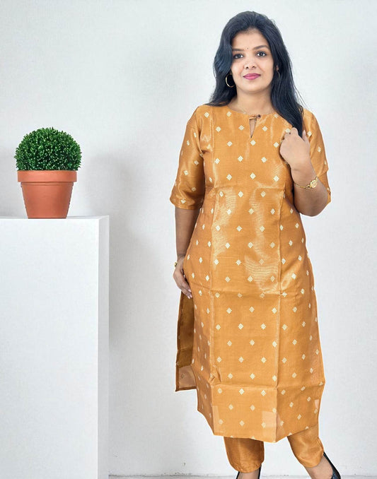 290825KS (E6464) KURTI SET - Copper Gold