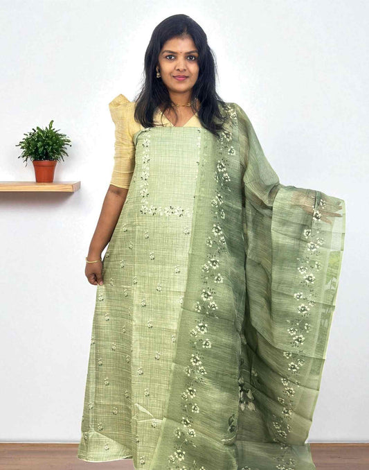 030925ML (E6480) UN-STITCHED SETS - Pista Green
