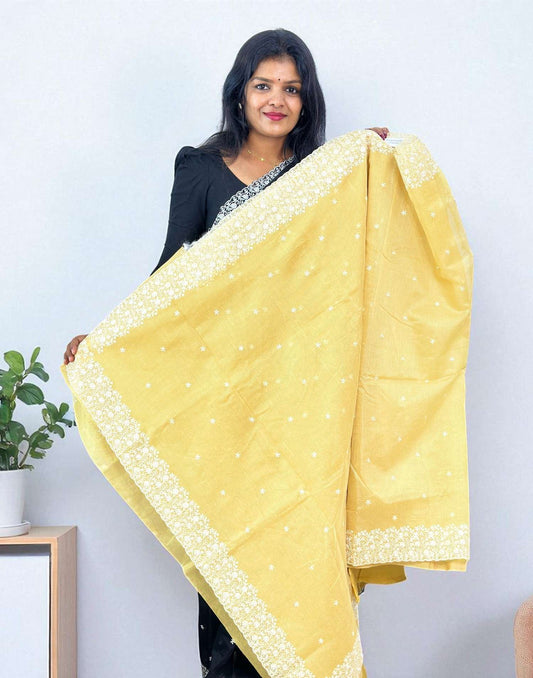 230825S (E6373) KOTA EMBROIDERY SAREE - Yellow