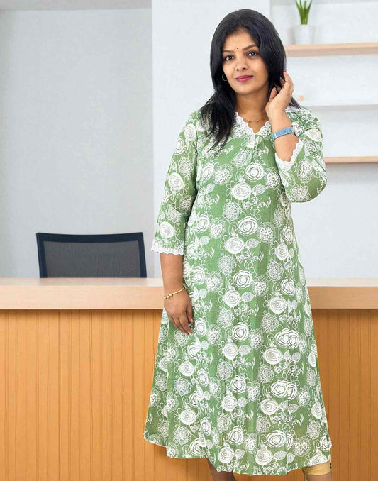 240825DK (E6406) DRESS KURTI - Dusty Green