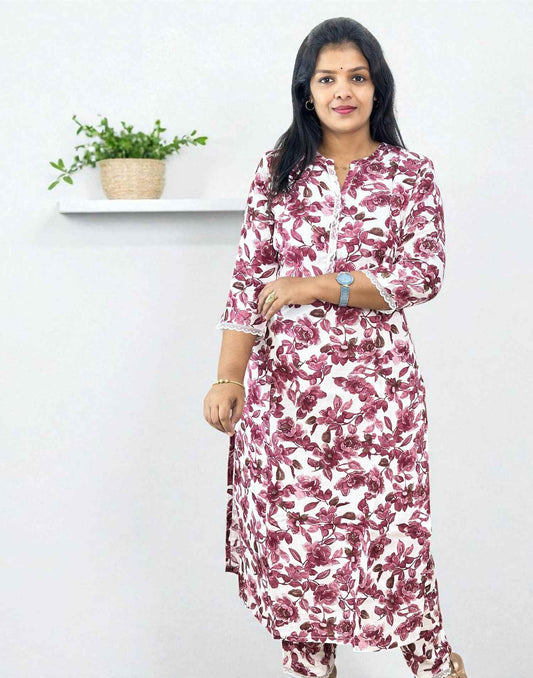 240825CS (E6405) CO-ORD SET - Pink n Maroon