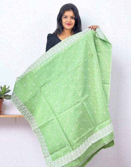 230825S (E6373) KOTA EMBROIDERY SAREE - Green