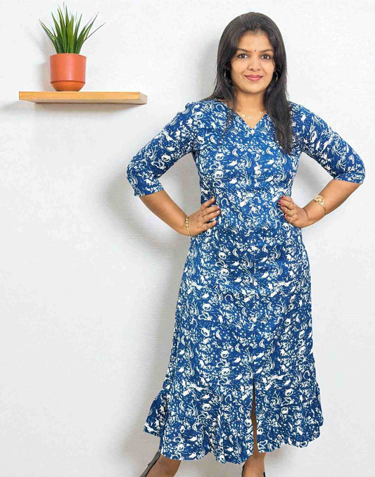 270825FK (E6399) FROCK PATTERN - Ink Blue