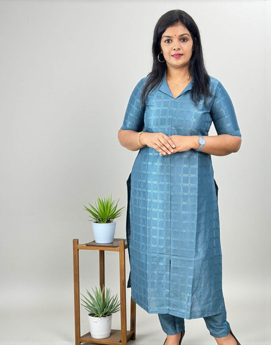 141025CS (E6570) CO-ORD SET - Bluish Gray