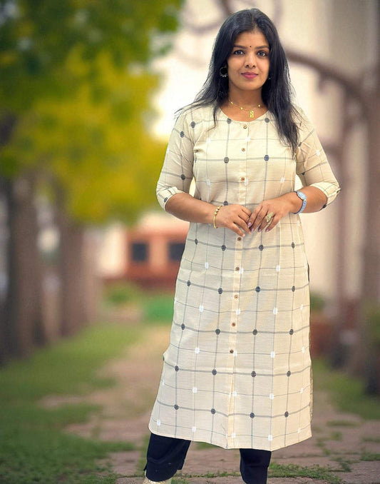 120825KS (E6322) KURTI SET - Beige