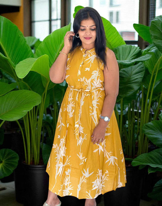 110825DK (E6323) DRESS KURTI - Yellow