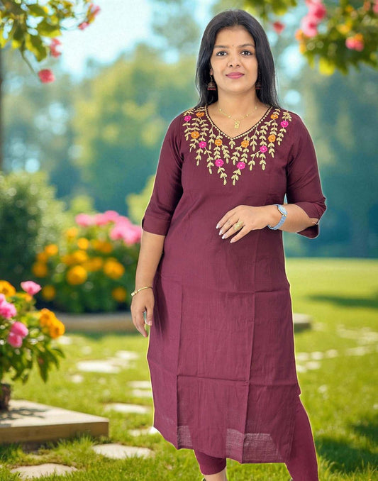 120825BK (E6344) BUDGET BUY KURTI - Dark Maroon