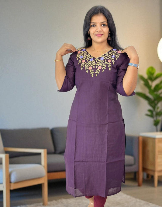 120825BK (E6344) BUDGET BUY KURTI - Dark Purple